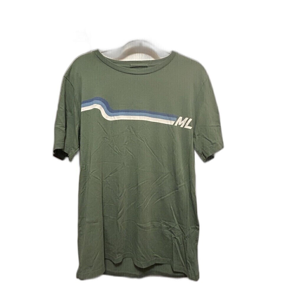 Marine Layer Shirt Mens S Basil‎ Green Slow Wave Graphic Supima Cotton Modal Tee